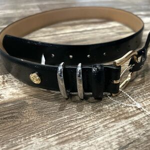 Steve Madden Black Belt with Gold Buckle